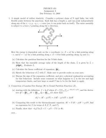 PHYSICS 455 Assignment 3 Due February 15, 2000 1. A simple ...