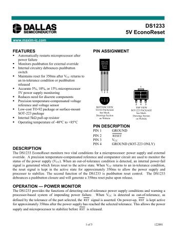 DS1233 5V EconoReset - Maxim