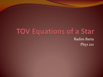 Tolman-Oppenheimer-Volkoff Hydrostatic Equations Presentation