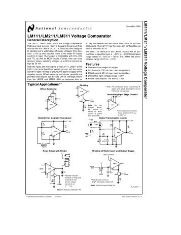 LM111/LM211/LM311 Voltage Comparator