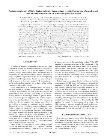 Surface morphology of GaAs during molecular beam epitaxy growth ...