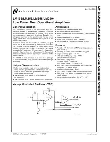 LM158/LM258/LM358/LM2904 Low Power Dual ... - Jaycar Electronics