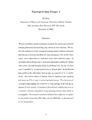 Topological Spin Pumps - UBC Physics & Astronomy - University of ...