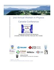 2nd Annual Women in Physics Canada Conference - UBC Physics ...