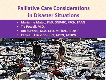 Palliative Care Considerations in Disaster Situations - PHE Home