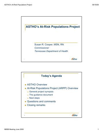ASTHO's At-Risk Populations Project - PHE Home
