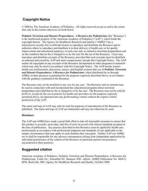 Pediatric Terrorism and Disaster Preparedness: A ... - PHE Home