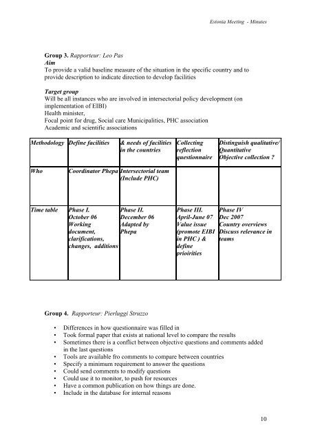 Minutes of the Tallinn meeting - PHEPA