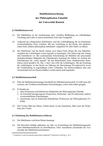 Habilitationsordnung - Philosophische Fakultät - Universität Rostock