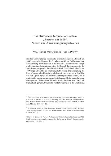 Das Historische Informationssystem „Rostock um 1600“. Nutzen und ...