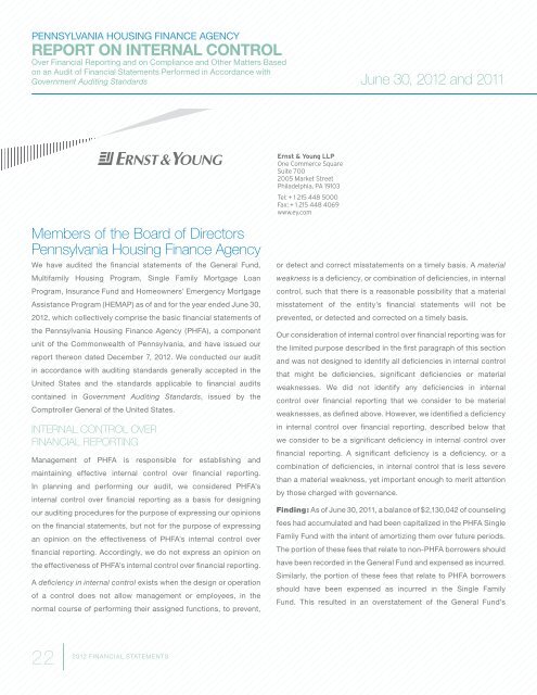 2012 PHFA Annual Report - Pennsylvania Housing Finance Agency