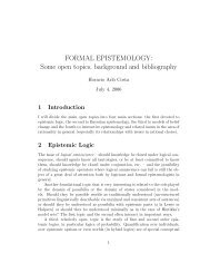 FORMAL EPISTEMOLOGY: Some open topics, background - Phil Cmu