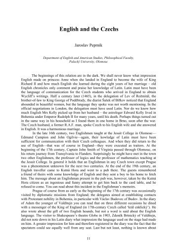 Jaroslav PeprnÃ­k: English and the Czechs