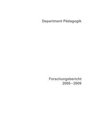 Forschungsbericht 2008 â 2009 Department PÃ¤dagogik