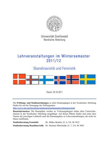 Lehrveranstaltungen im Wintersemester 2011/12 Skandinavistik und ...