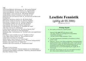 Leseliste Fennistik