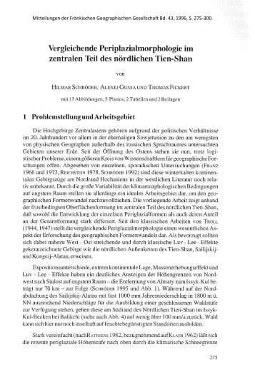 Vergleichende Periplazialmorphologie im zentralen Teil des ...