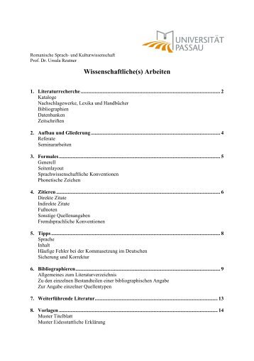 Hinweise zur Form wissenschaftlicher Arbeiten - Philosophische ...