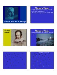 On the Nature of Things Motion of Atoms Galileo Motion of Atoms