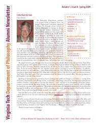 Spring 2009 newsletter - Department of Philosophy - Virginia Tech