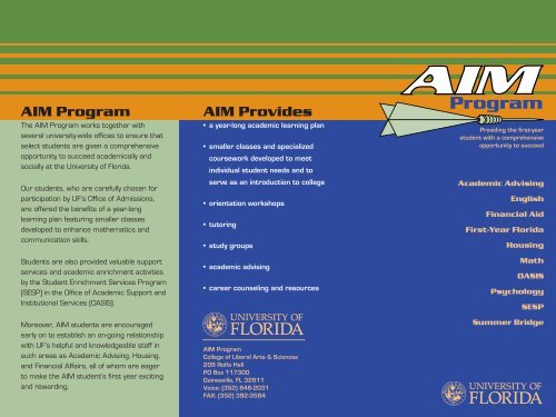 AIM Program - Clas News and Publications - University of Florida