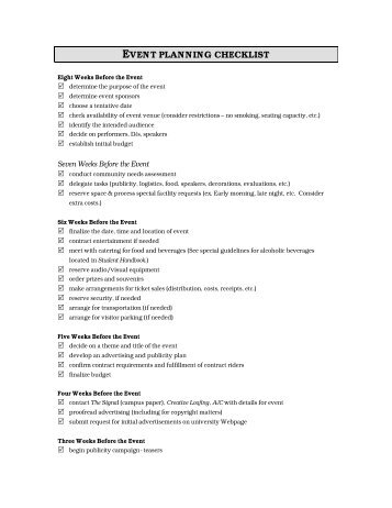 Download Event Planning Checklist (PDF) - News and Publications