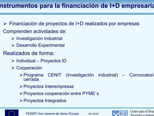 FINANCIACION DE FINANCIACION DE PROYECTOS DE I+D: - Esade