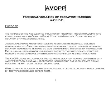 Technical Violation on Probation Hearings A.V.O.P.P. - Philadelphia ...