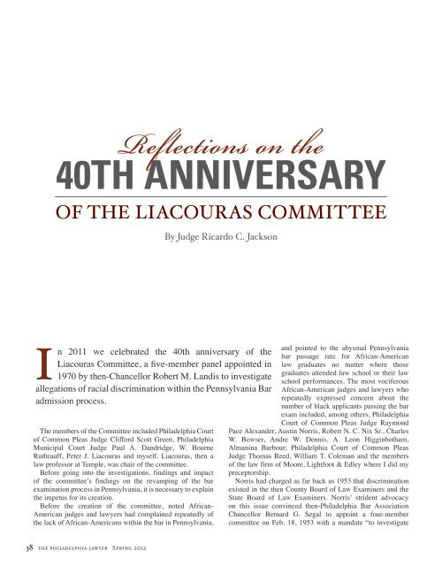 Reflections on the Philadelphia Bar Association