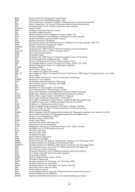 Liste von Abkürzungen/List of Abbreviations - DPI - Home