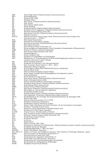 Liste von Abkürzungen/List of Abbreviations - DPI - Home