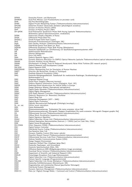 Liste von Abkürzungen/List of Abbreviations - DPI - Home