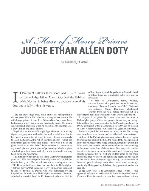 Judge Ethan Allen Doty - Philadelphia Bar Association