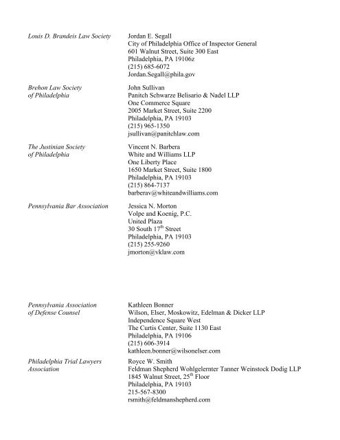 YLD Executive Committee Contact List - Philadelphia Bar Association