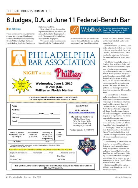 May 2010 - Vol. 39, No. 5 - Philadelphia Bar Association