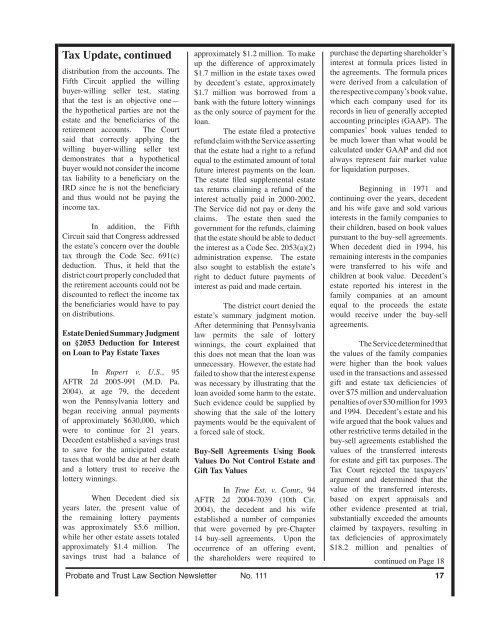 Probate & Trust Newsletter: April 2005 - Philadelphia Bar Association