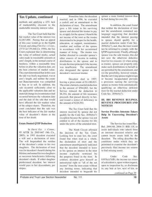 Probate & Trust Newsletter: April 2005 - Philadelphia Bar Association