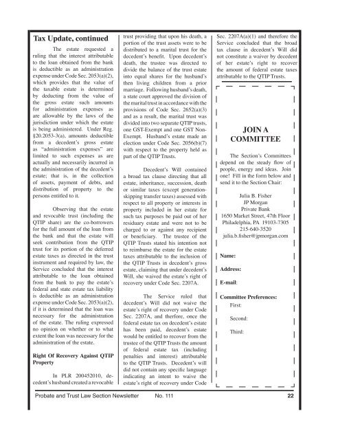Probate & Trust Newsletter: April 2005 - Philadelphia Bar Association