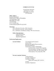 CURRICULUM VITAE - Federal Reserve Bank of Philadelphia