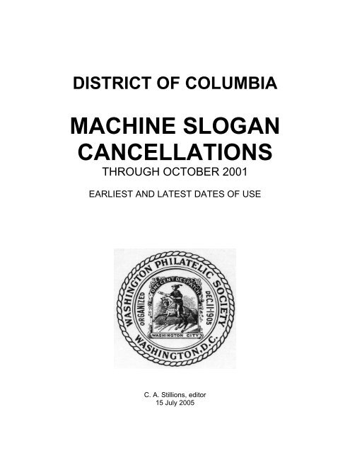 district of columbia machine slogan cancellations