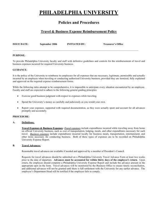 Travel And Business Expense Reimbursement Policy PDF 