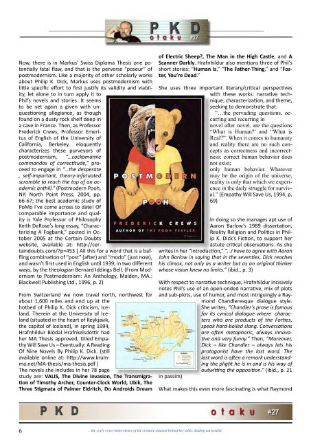 PKD Otaku Issue 27 - Philip K. Dick Fan Site