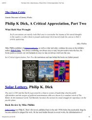 Philip K Dick, A Critical Appreciation, Part Two - Philip K. Dick Fan Site