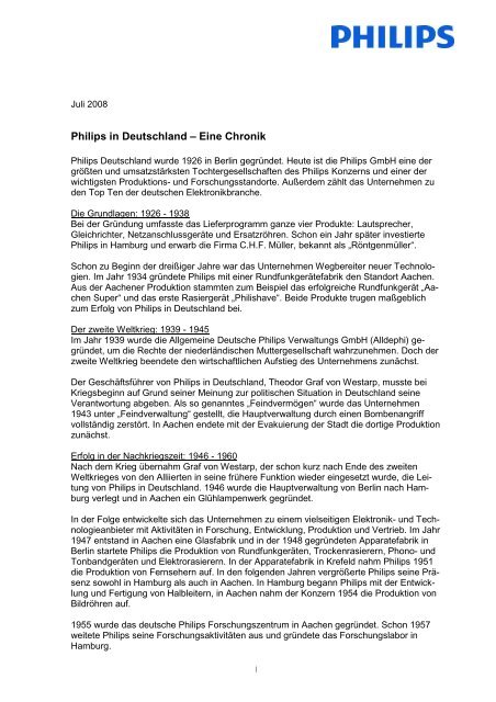 Philips In Deutschland Eine Chronik