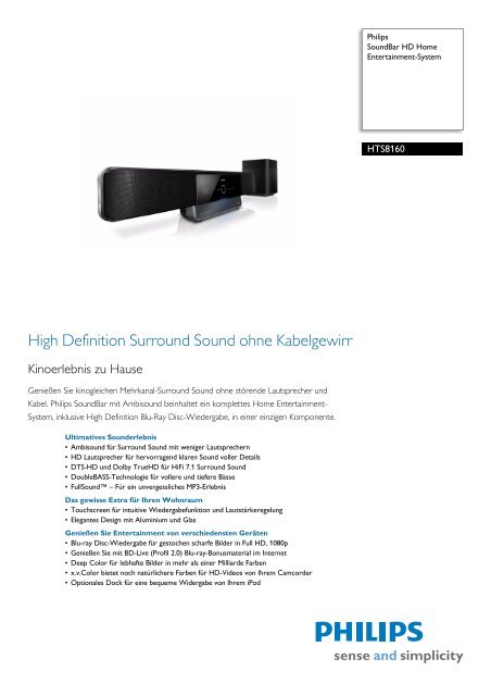 HTS8160B/12 Philips SoundBar HD Home Entertainment-System