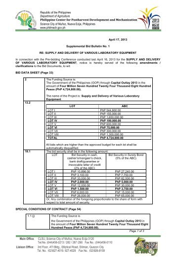 SUPPLY AND DELIVERY OF VARIOUS LABORATORY EQUIPMENT