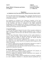 Regulations on Admission to the Taras Shevchenko National ...