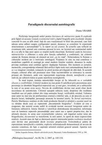 Paradigmele discursului autobiografic - Philologica Jassyensia