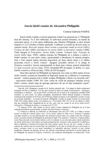 Istoria limbii romÃ¢ne de Alexandru Philippide - Philologica Jassyensia