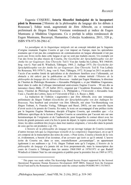 Recenzii - Philologica Jassyensia